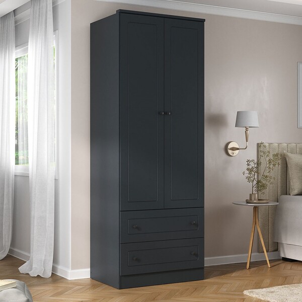 Guarda-roupa Solteiro Fort 2 Portas 2 Gavetas 100% Mdf Grafit