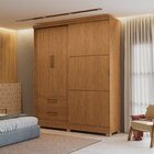 Guarda-roupa Solteiro Funcional 3 Portas 2 Gavetas Com Pés Ca