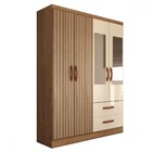 Guarda-roupa Solteiro Galápagos 4 Portas 2 Gavetas Com Espelh