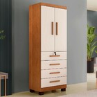 Guarda-roupa Solteiro Gales 2 Portas 4 Gavetas Com Chave Cina
