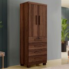 Guarda-roupa Solteiro Gales 2 Portas 4 Gavetas Com Chave Imbu