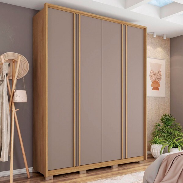 Guarda-roupa Solteiro Gladiador 4 Portas 3 Gavetas Buriti/fen