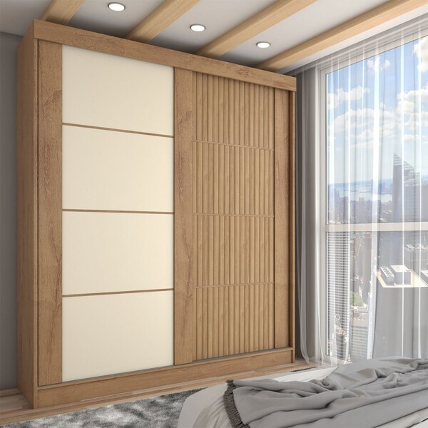 Guarda-roupa Solteiro Gold 2 Portas 2 Gavetas Flex Canelato/n