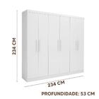 Guarda Roupa Solteiro Grande 6 Portas 234cm Branco Roose Shop