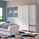 Guarda-roupa Solteiro Hashtag Madeira Maciça 3 Pt 4 Gv Branco