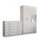 Guarda-roupa Solteiro Hazel 4 Portas 2 Gavetas E Espelho Com