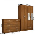 Guarda-roupa Solteiro Hazel 4 Portas 2 Gavetas E Espelho Com