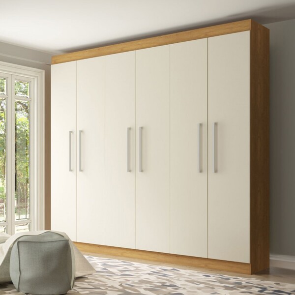 Guarda-roupa Solteiro Hermes 6 Portas 3 Gavetas Carvalho Daka