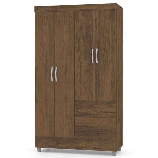 Guarda Roupa Solteiro Ideal Plus 4 Portas Imbuia Rústico Vr