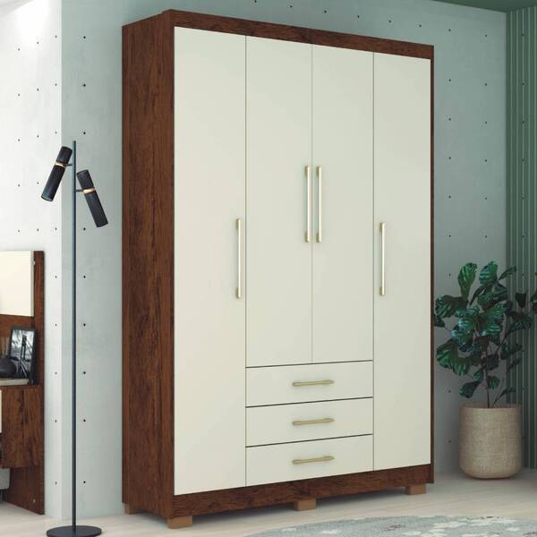 Guarda Roupa Solteiro Impact 150cm 4 Portas 3 Gavetas Imbuia