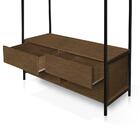 Guarda Roupa Solteiro Industrial Em Aço 2 Gavetas Imbuia Pret