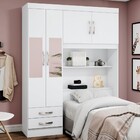 Guarda-roupa Solteiro Jack Plus 4 Portas 2 Gavetas Flex Branc