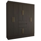 Guarda-roupa Solteiro Leal Slim 8 Portas 2 Gavetas Ébano Touc