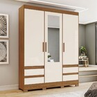 Guarda-roupa Solteiro Lema 3 Portas 4 Gavetas Com Espelho Nat