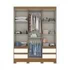 Guarda-roupa Solteiro Lema 3 Portas 4 Gavetas Com Espelho Nat