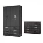 Guarda-roupa Solteiro Leo 4 Portas 6 Gavetas Com Cômoda 10 Ga