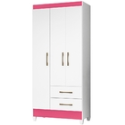 Guarda Roupa Solteiro Lima 3 Portas Branco Rosa Flex Moval