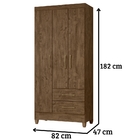 Guarda Roupa Solteiro Lima 3 Portas Castanho Wood Moval