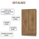 Guarda Roupa Solteiro Line 4 Portas Nature Vila Rica