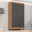 Guarda Roupa Solteiro Lite 4 Portas Nature Cinza – Móveis Leão