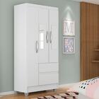 Guarda Roupa Solteiro Lohaine 3 Pts C/ Espelho Branco - M. Ar