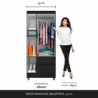 Guarda Roupa Solteiro Lohaine 3 Pts Preto Fosco - Moveis Arap