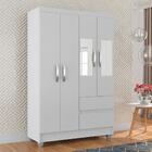 Guarda Roupa Solteiro Lohaine 4 Pts C/ Espelho Branco - M. Ar