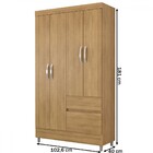 Guarda-roupa Solteiro Londres 4 Portas 2 Gavetas Nature - Pan