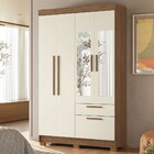 Guarda-roupa Solteiro Londrina 4 Portas 2 Gavetas Com Espelho