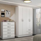 Guarda-roupa Solteiro Lucy 4 Portas 2 Gavetas Com Cômoda 5 Ga