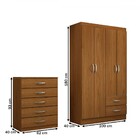 Guarda-roupa Solteiro Lucy 4 Portas 2 Gavetas Com Cômoda 5 Ga