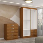 Guarda-roupa Solteiro Lucy 4 Portas 2 Gavetas Com Cômoda 5 Ga