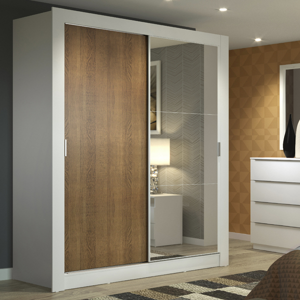 Guarda-Roupa Solteiro Madesa Dallas 2 Portas de Correr com Es