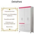 Guarda Roupa Solteiro Madri 4 Portas Branco Flex Moval