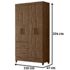 Guarda Roupa Solteiro Madri 4 Portas Castanho Wood Moval