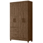 Guarda Roupa Solteiro Madri 4 Portas Castanho Wood Moval