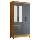 Guarda Roupa Solteiro Madri 4 Portas E 2 Gavetas Com Espelho