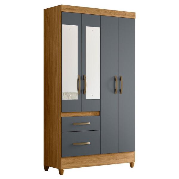 Guarda Roupa Solteiro Madri 4 Portas E 2 Gavetas Com Espelho