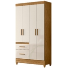 Guarda Roupa Solteiro Madri 4 Portas Freijó Off White Moval