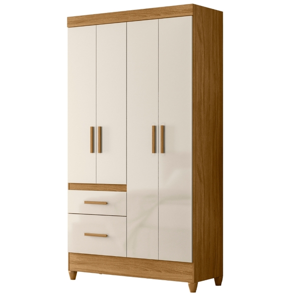 Guarda Roupa Solteiro Madri 4 Portas Freijó Off White Moval