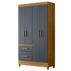 Guarda Roupa Solteiro Madri E Cômoda Georgia Freijó Cinza – M