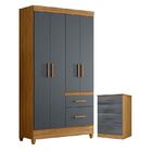 Guarda Roupa Solteiro Madri E Cômoda Ms913 Freijó Cinza – Mov