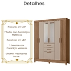 Guarda Roupa Solteiro Malta Com Espelho 7 Portas Carvalho Fen