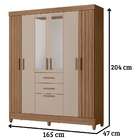 Guarda Roupa Solteiro Malta Com Espelho 7 Portas Carvalho Fen