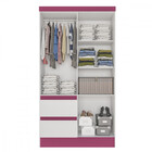 Guarda-roupa Solteiro Maragogi Flex 4 Pt 2 Gv Branco E Rosa