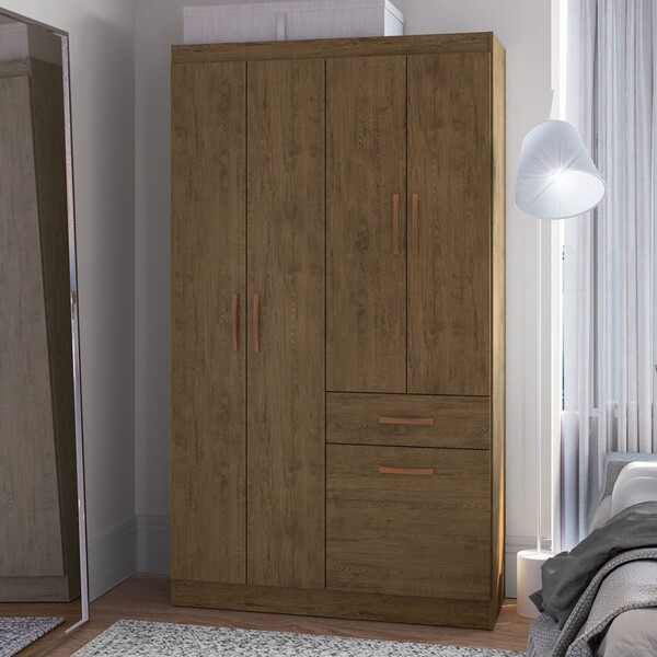 Guarda-roupa Solteiro Marbella 4 Portas 2 Gavetas 5804 Amarul