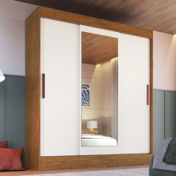 Guarda-roupa Solteiro Marselha 3 Portas 2 Gavetas Com Espelho