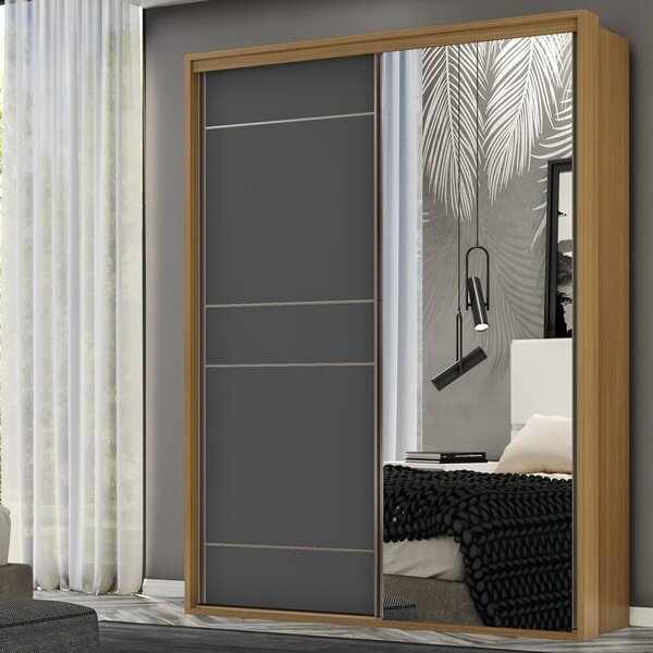 Guarda Roupa Solteiro Mdf 2 Portas 1 Com Espelho 170 Cm Quali