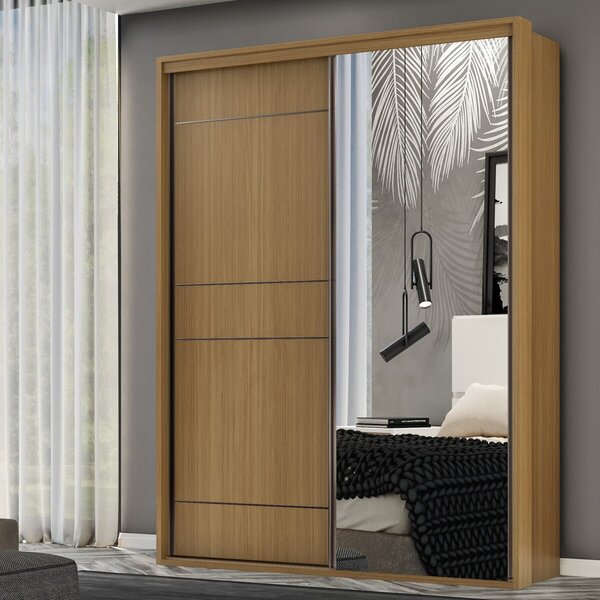Guarda Roupa Solteiro Mdf 2 Portas 1 Com Espelho 170 Cm Quali