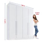 Guarda Roupa Solteiro Mdf 4 Portas 3 Gavetas Paris Plus Branco